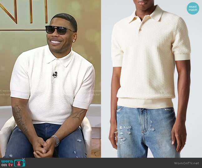 Dolce & Gabbana DG knitted cotton polo shirt worn by Nelly on Today
