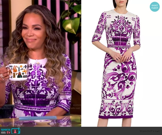 Dolce & Gabbana Majolica Print Silk Midi-Dress worn by Sunny Hostin on The View