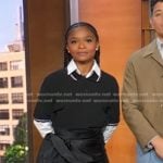 Dominique Thorne’s black polo and rosette tulle skirt on Good Morning America