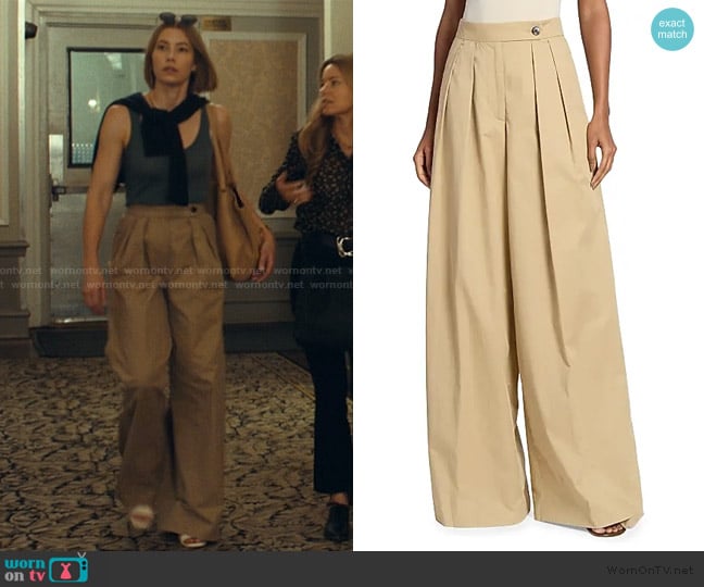 Chloe’s beige pleated pants on The Better Sister