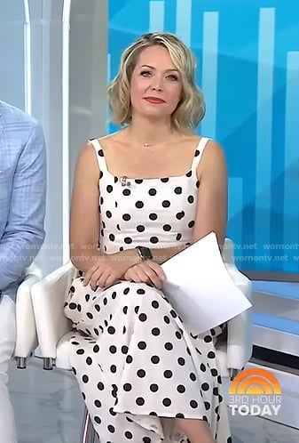Dylan’s white polka dot midi dress on Today