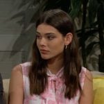 Electra’s pink printed tie-neck top on The Bold and the Beautiful