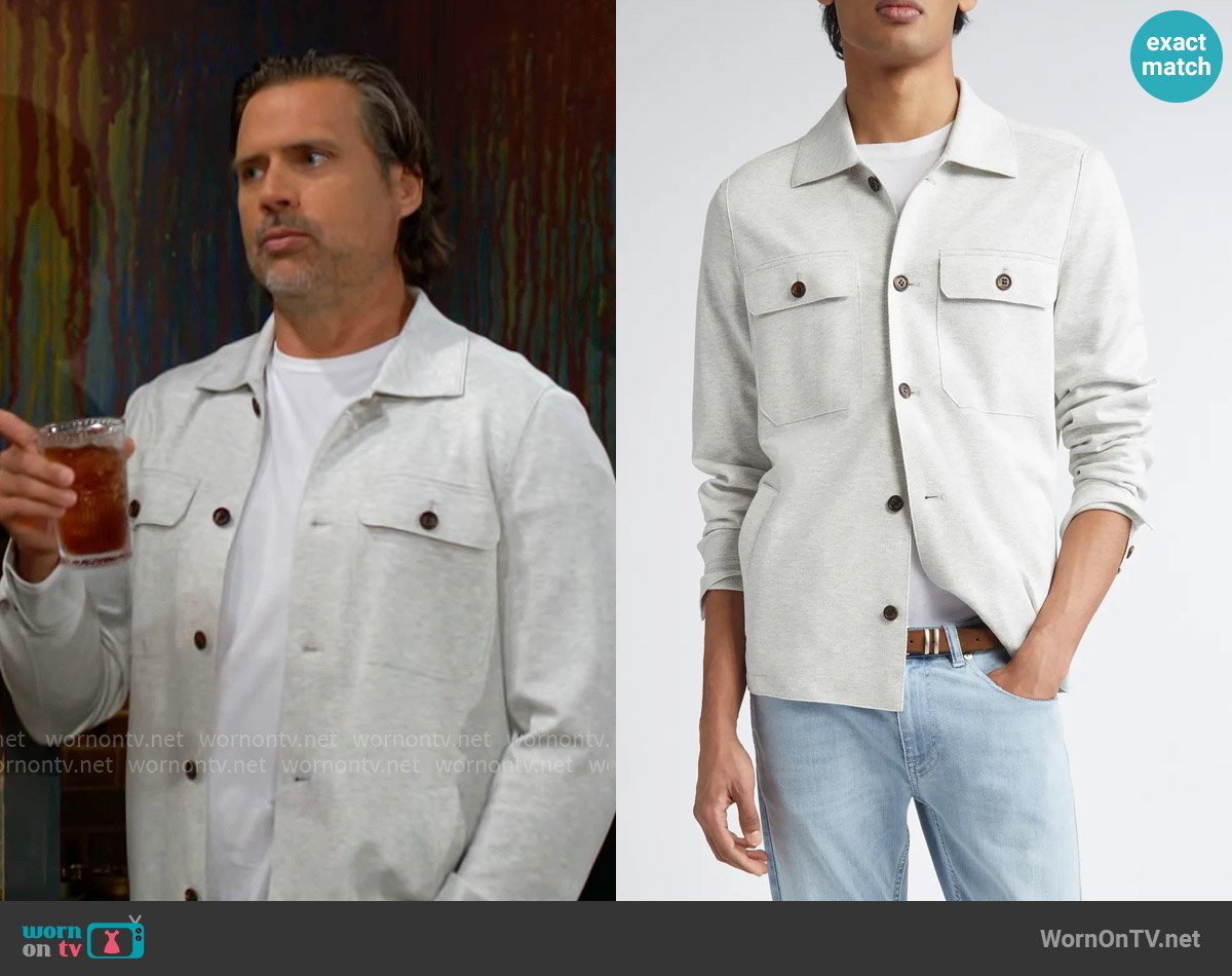 Eleventy Herringbone Overshirt worn by Nick Newman (Joshua Morrow) on The Young and the Restless