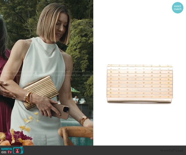 Elie Saab Stud-embellished Leather Clutch In Gold worn by Chloe Taylor (Jessica Biel) on The Better Sister
