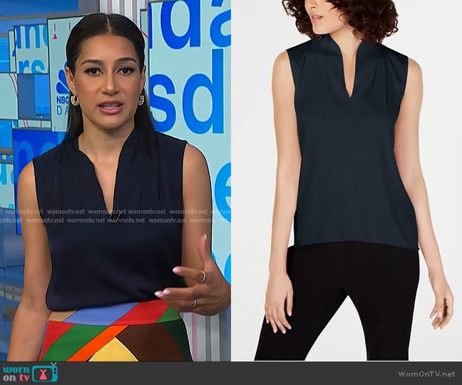 Elie Tahari Judith Sleeveless Blouse worn by Morgan Radford on NBC News Daily