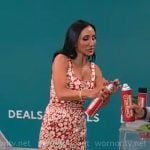 Elizabeth Werner’s red printed ruffle-hem dress on CBS Mornings