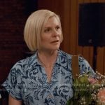 Ellen’s blue floral shirtdress on Ginny & Georgia