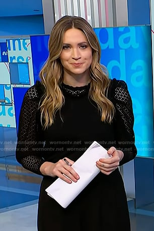 Ellison's black puff sleeve lace top on NBC News Daily