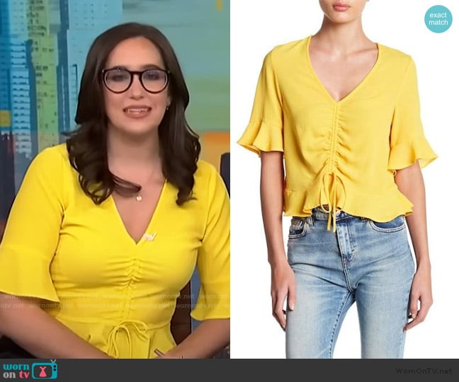 Elodie Elbow Length Ruffle Sleeve Cinched Top worn by Savannah Sellers on NBC News Daily