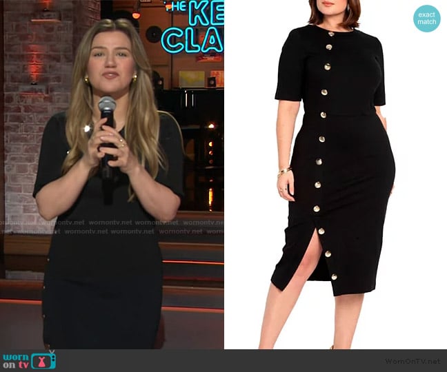 Kelly’s black button detail dress on The Kelly Clarkson Show