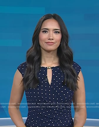 Emilie’s navy polka dot keyhole dress on Today