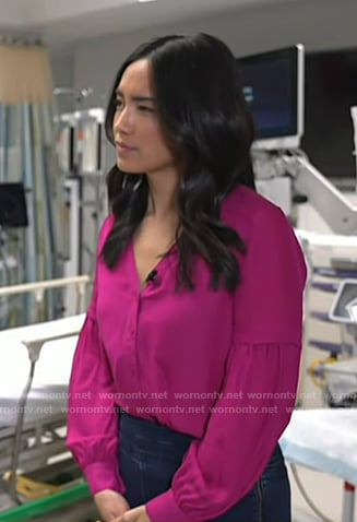 Emilie's pink v-neck blouse on Today