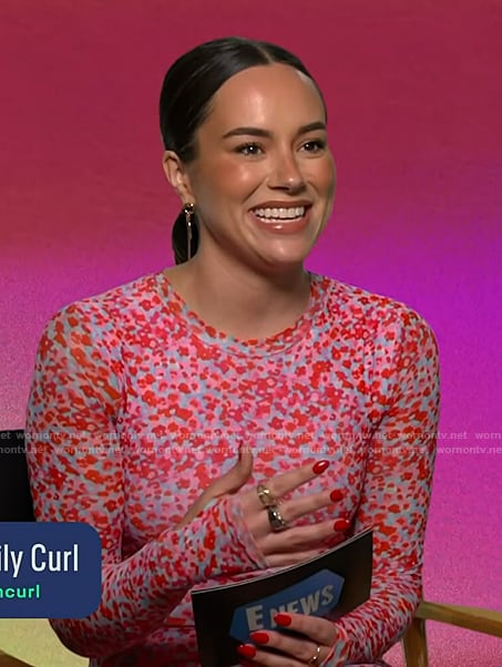 Emily's pink floral print mini dress on E! News