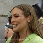 Emily’s green belted dress on Access Hollywood