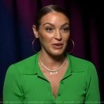 Emily Orozco’s green ribbed cardigan on Access Hollywood
