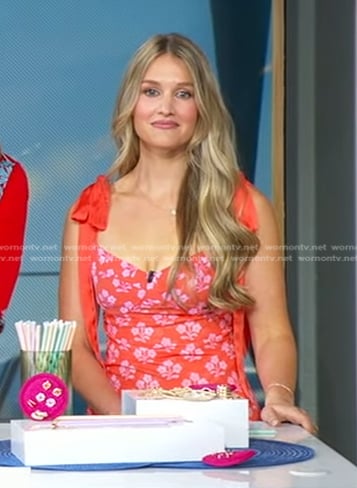 Emma Villaneda’s coral pink floral dress on Good Morning America
