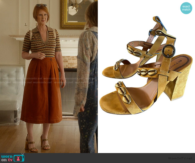 Etro Embellished Sandals worn by Miranda Hobbs (Cynthia Nixon) on And Just Like That