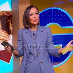 Eva’s pale blue vest and blazer on Good Morning America