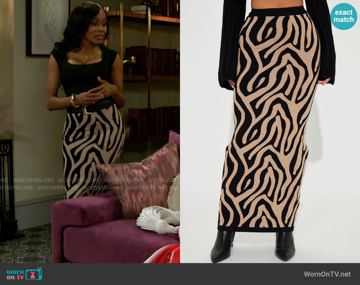 Fashion Nova Shelby Sweater Knit Maxi Skirt worn by Hayley Lawson (Marquita Goings) on Beyond the Gates