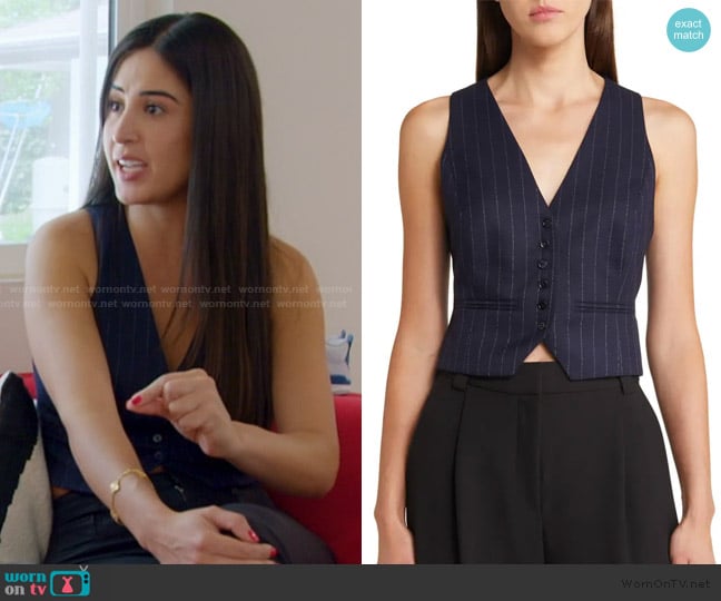 Favorite Daughter The Favorite Pinstripe Vest worn by Michelle Saniei on The Valley