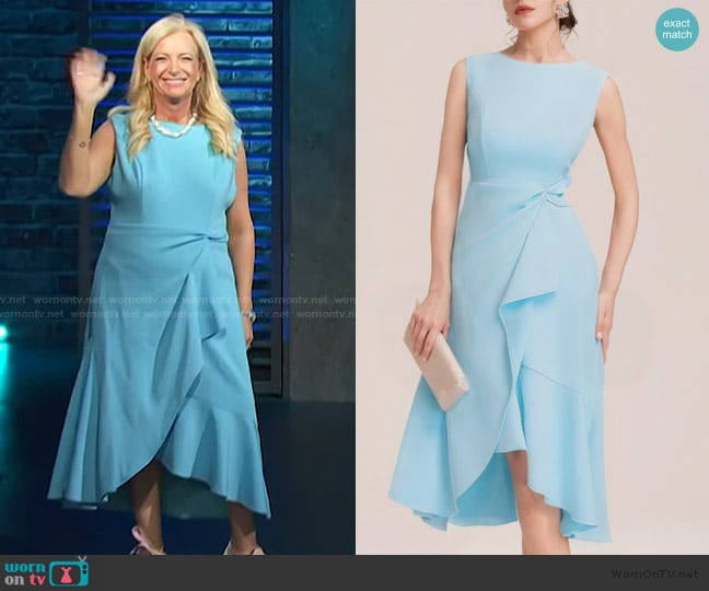 Fehaute Light Blue Sleeveless Midi Dress worn by Alison Triessl on Access Hollywood