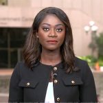 Faith Abubey’s black jacket with gold buttons on Good Morning America