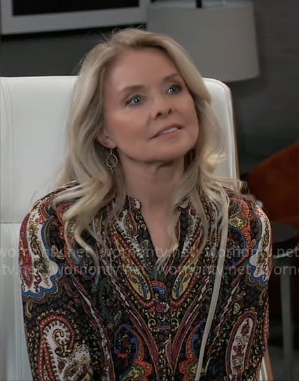 Felicia’s paisley print blouse on General Hospital
