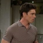 Finn’s taupe textured polo shirt on The Bold and the Beautiful