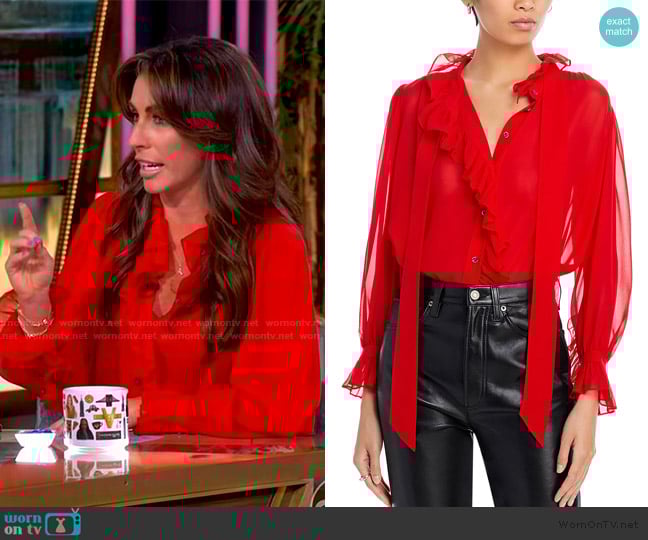 Frame Sheer Ruffle Front Bow Blouse worn by Alyssa Farah Griffin on The View