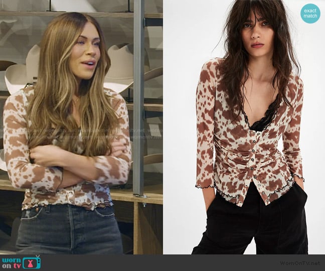 Free People Cowgirl Tango Top worn by Jessi Ngatikaura on The Secret Lives of Mormon Wives