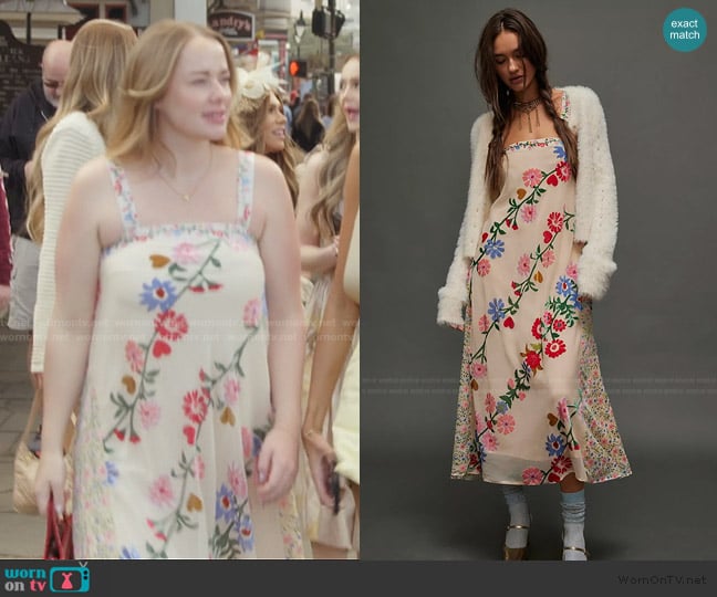 Free People Falling Petals Velvet Maxi Dress worn by Whitney Leavitt on The Secret Lives of Mormon Wives