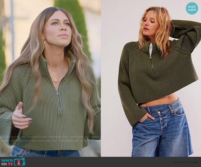 Free People Greta Half Zip Sweater worn by Jessi Ngatikaura on The Secret Lives of Mormon Wives