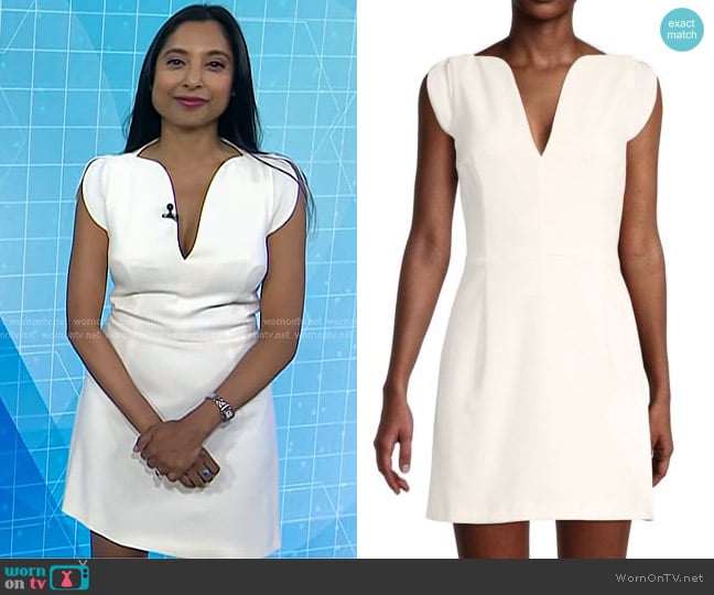 French Connection Lola V-Neck Mini Dress in Summer White worn by Dr. Roshini Rajapaksa on Today