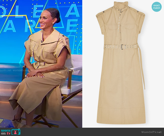 Ganni Stretch Cotton Dress in Beige worn by Nicole Ari Parker on Good Morning America