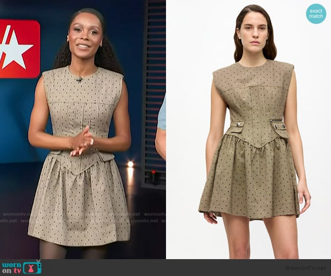 Ganni Polka dot-print minidress worn by Zuri Hall on Access Hollywood