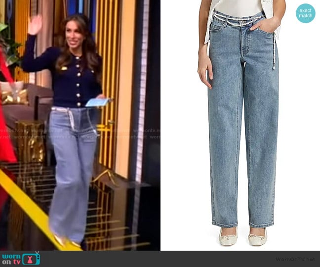 Generation Love by Generation Love Staria Embellished Denim Wide-Leg Jeans worn by Alyssa Farah Griffin on The View