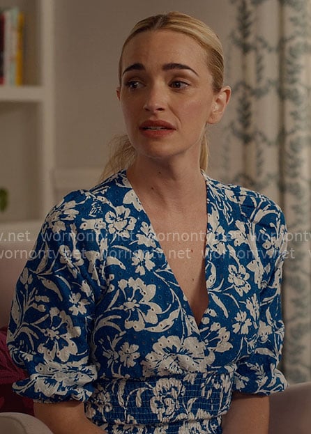 Georgia’s blue floral eyelet top on Ginny & Georgia
