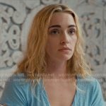 Georgia’s blue v-neck t-shirt on Ginny & Georgia