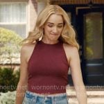 Georgia’s burgundy tank top and denim shorts on Ginny & Georgia