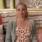 Georgia’s cherry print top and sage green cardigan on Ginny & Georgia