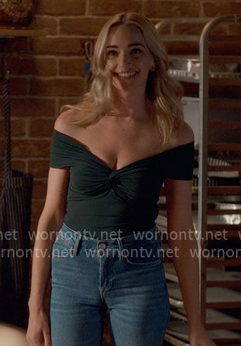 Georgia's twisted off-shoulder top on Ginny & Georgia