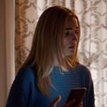 Georgia’s blue oversized waffle-knit sweater on Ginny & Georgia
