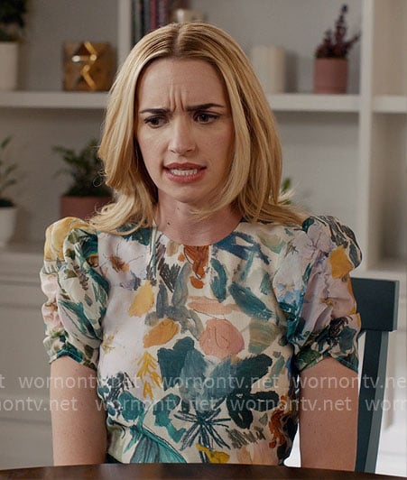 Georgia's floral watercolor top on Ginny & Georgia