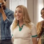 Georgia’s white and green polo top on Ginny & Georgia