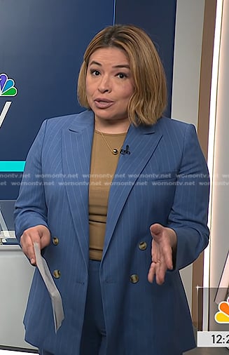 Gilma Avalos's blue pinstripe blazer on NBC News Daily