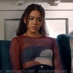 Ginny’s printed mesh long sleeve top on Ginny & Georgia