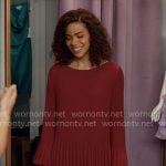 Ginny’s red pleated dress on Ginny & Georgia