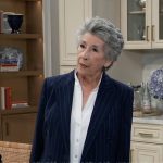 Gloria Cerullo’s pinstripe blazer on General Hospital