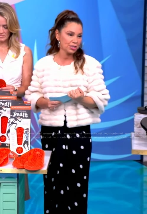 Gretta’s faux fur cropped jacket on The View