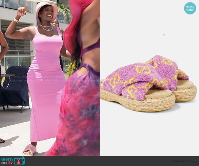 Gucci GG Terry Espadrille Slides worn by Shamea Morton Mwangi on The Real Housewives of Atlanta